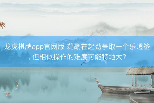 龙虎棋牌app官网版 鹈鹕在起劲争取一个乐透签， 但相似操作的难度可能特地大?